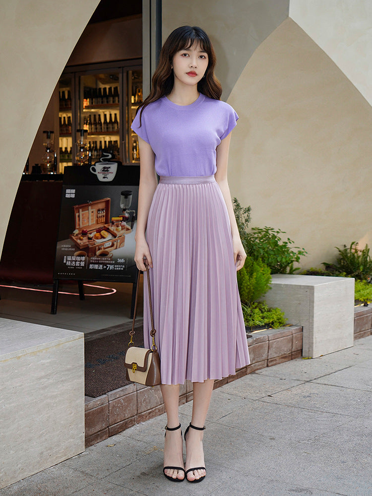 Solid Pleated Skirt for Women | Tajstylo