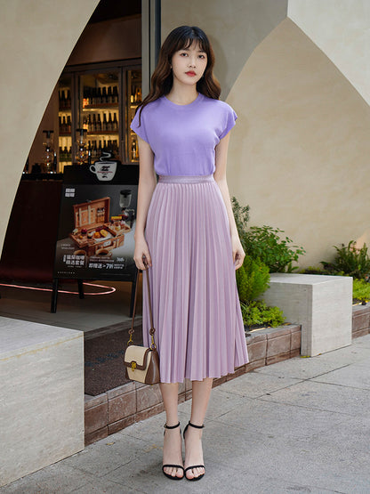 Solid Pleated Skirt for Women | Tajstylo
