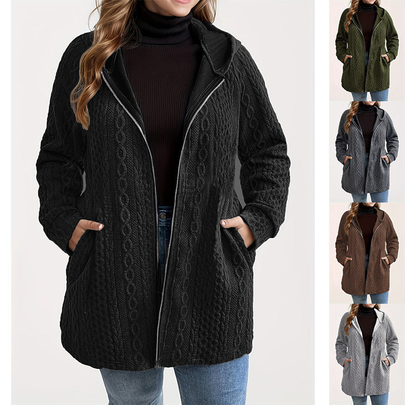 Solid Color Loose Zip Hoodie | Tajstylo