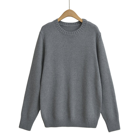 Woman wearing Loose Fit Round Neck Commute Sweater in a casual setting