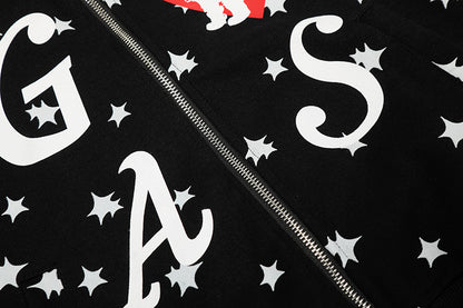 Star Print Hoodie Jacket | Tajstylo