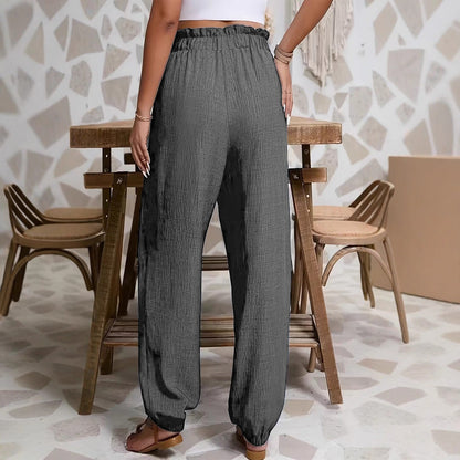 Elastic Solid Color Pants for Women | Tajstylo