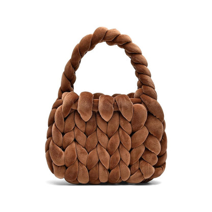 Women's DIY Hand-Woven Crystal Velvet Crossbody Shoulder Bag – Side View | TajStylo