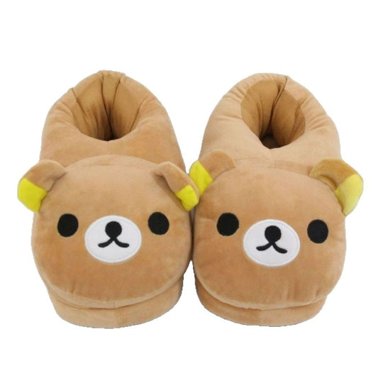 Women's Cute Rilakkuma Cartoon Suede Soft Warm Indoor Home Slippers – Front View | TajStylo