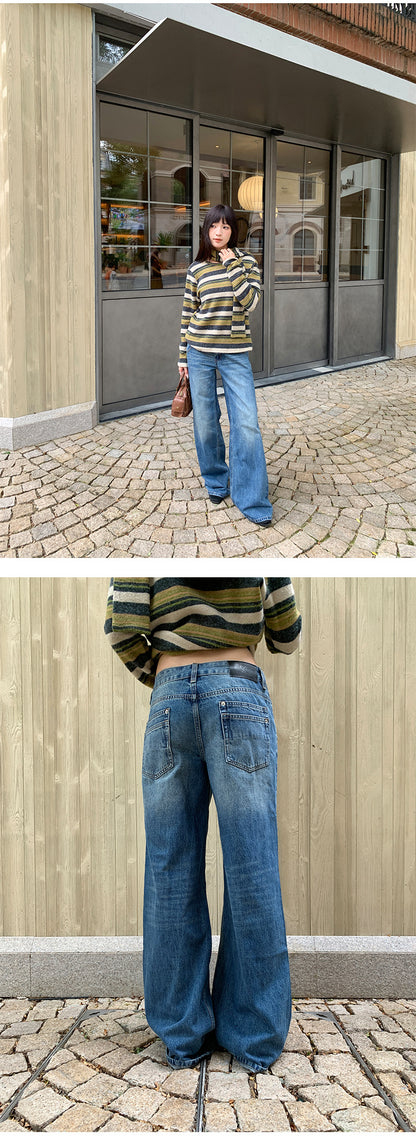 Loose Straight Leg Jeans with Unique Pockets | Tajstylo