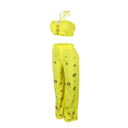 Flattering Ripped Fitted Two-Piece Nightclub Outfit | Tajstylo