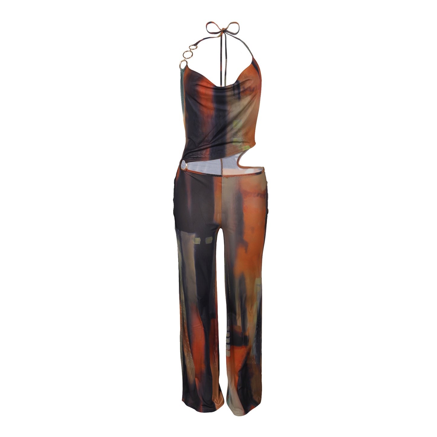 Flattering Mesh Printed Jumpsuit | Tajstylo