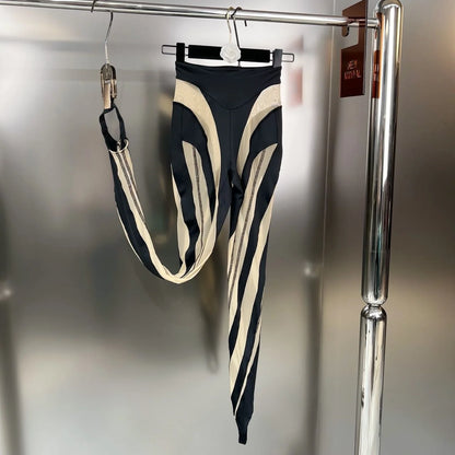 Color Block Mesh Splicing Leggings | Tajstylo