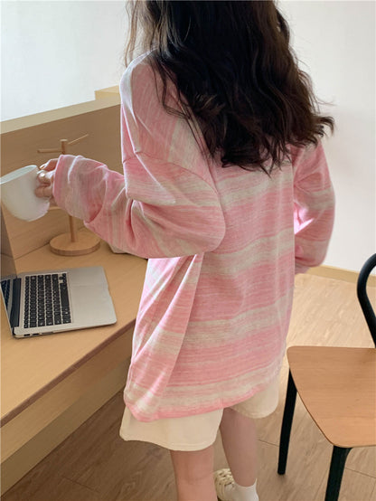 Casual Stripe Long Sleeve T-Shirt | Tajstylo