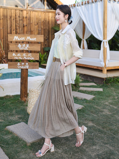 Belt Double Pocket Skirt | Tajstylo