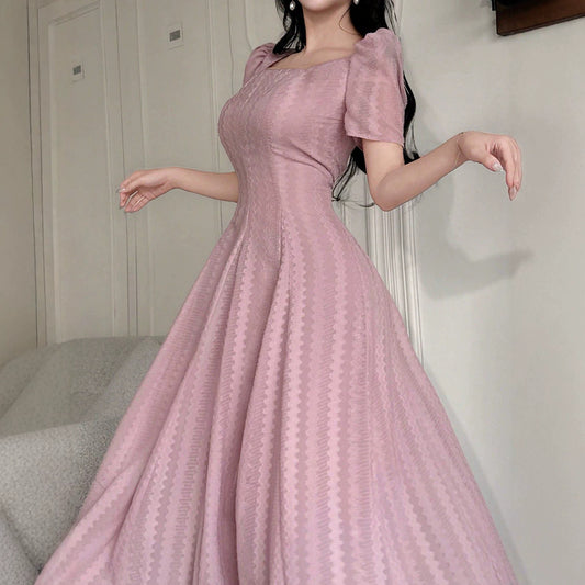Square Neck Fitted Long Dress | Tajstylo