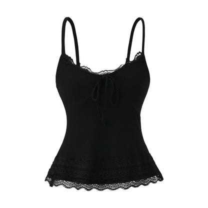 Woman wearing Lace Camisole Vest in a casual outdoor setting