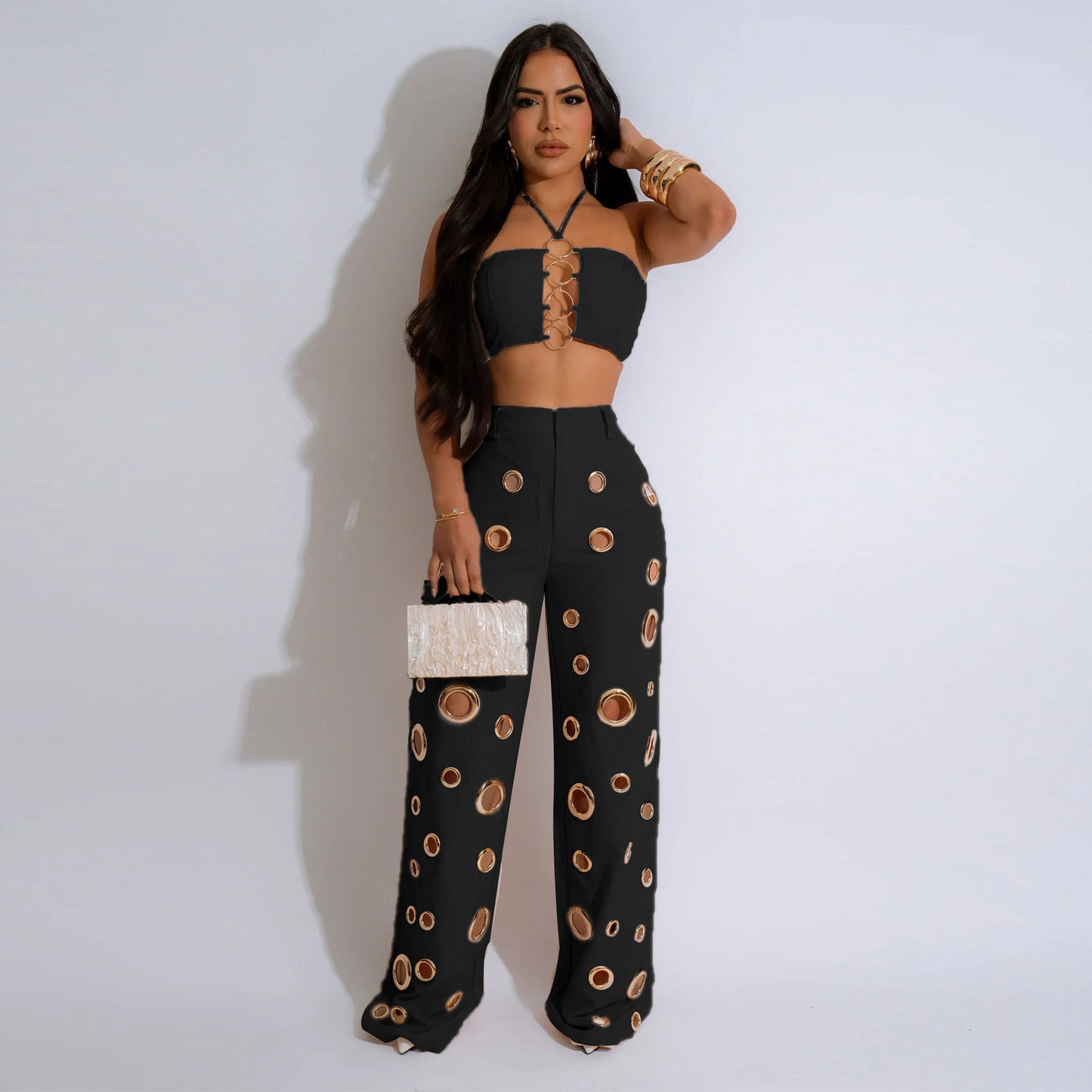 Flattering Ripped Fitted Two-Piece Nightclub Outfit | Tajstylo