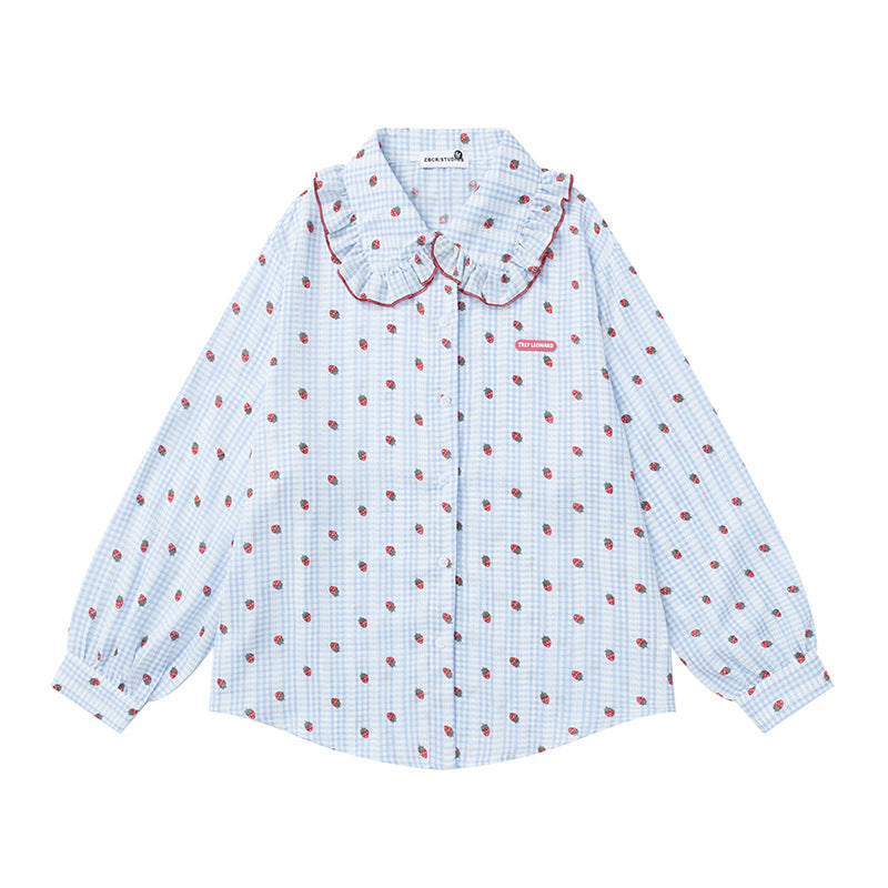 Loose Fit Peter Pan Collar Cotton Shirt | Tajstylo