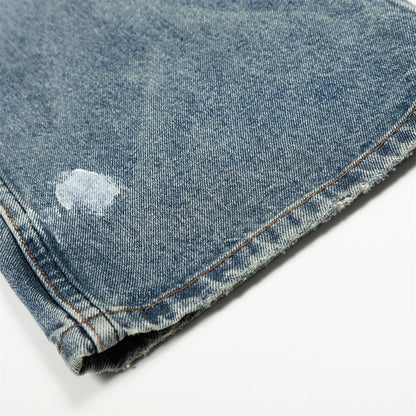 Distressed Blue Punk Straight Fit Jeans | Tajstylo