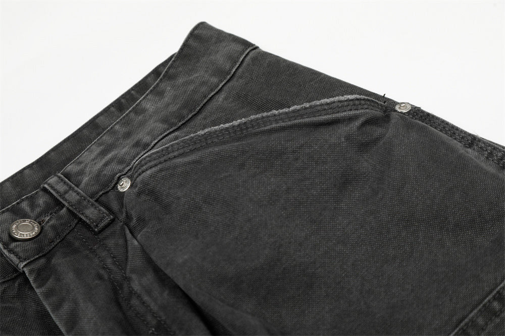Washed Denim Curved Knife Pants | Tajstylo