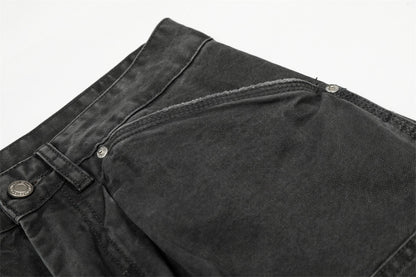 Washed Denim Curved Knife Pants | Tajstylo