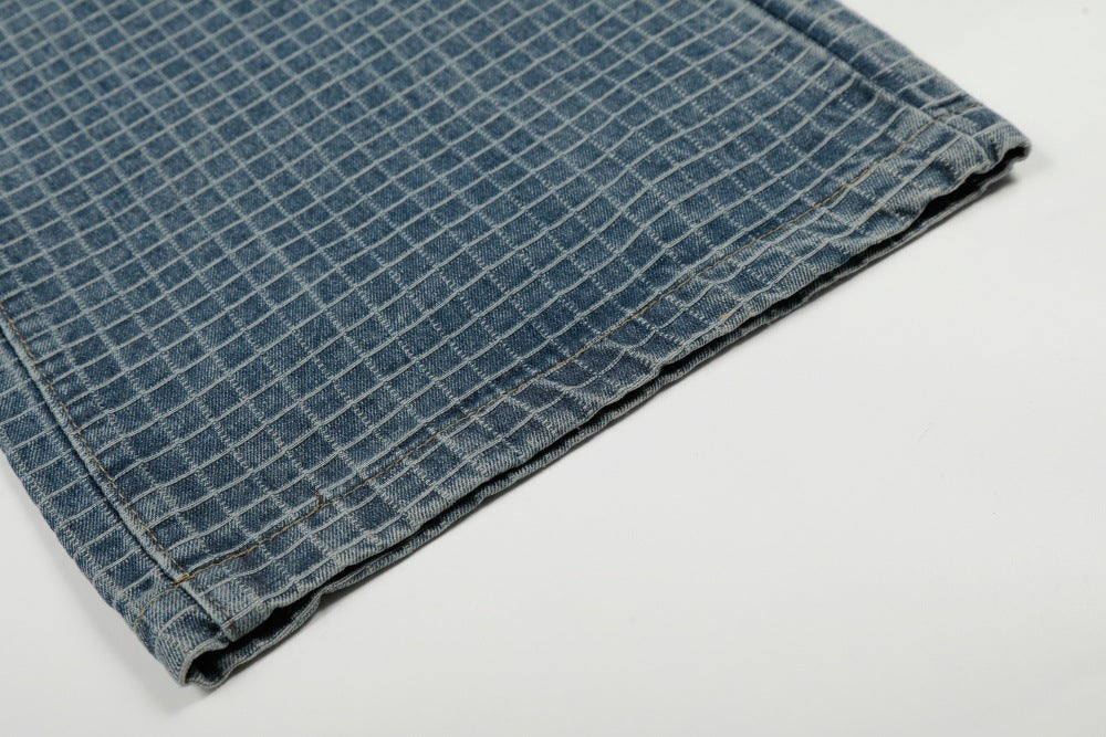 Checkered Wide Leg Jeans | Tajstylo