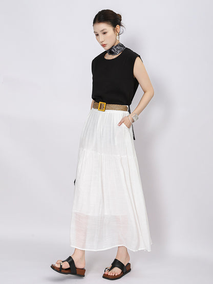 Belt Double Pocket Skirt | Tajstylo