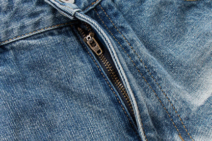 Vintage Distressed Straight Leg Denim Pants | Tajstylo