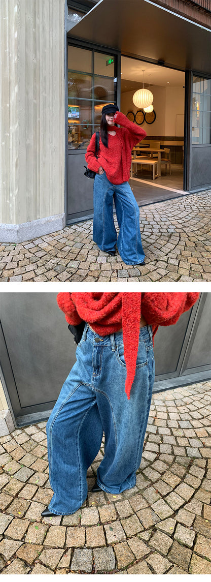 Retro Wide Leg Denim Pants | Tajstylo