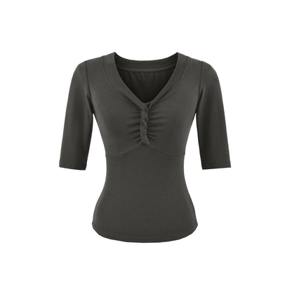 V-Neck Short Sleeve Top for Women | Tajstylo