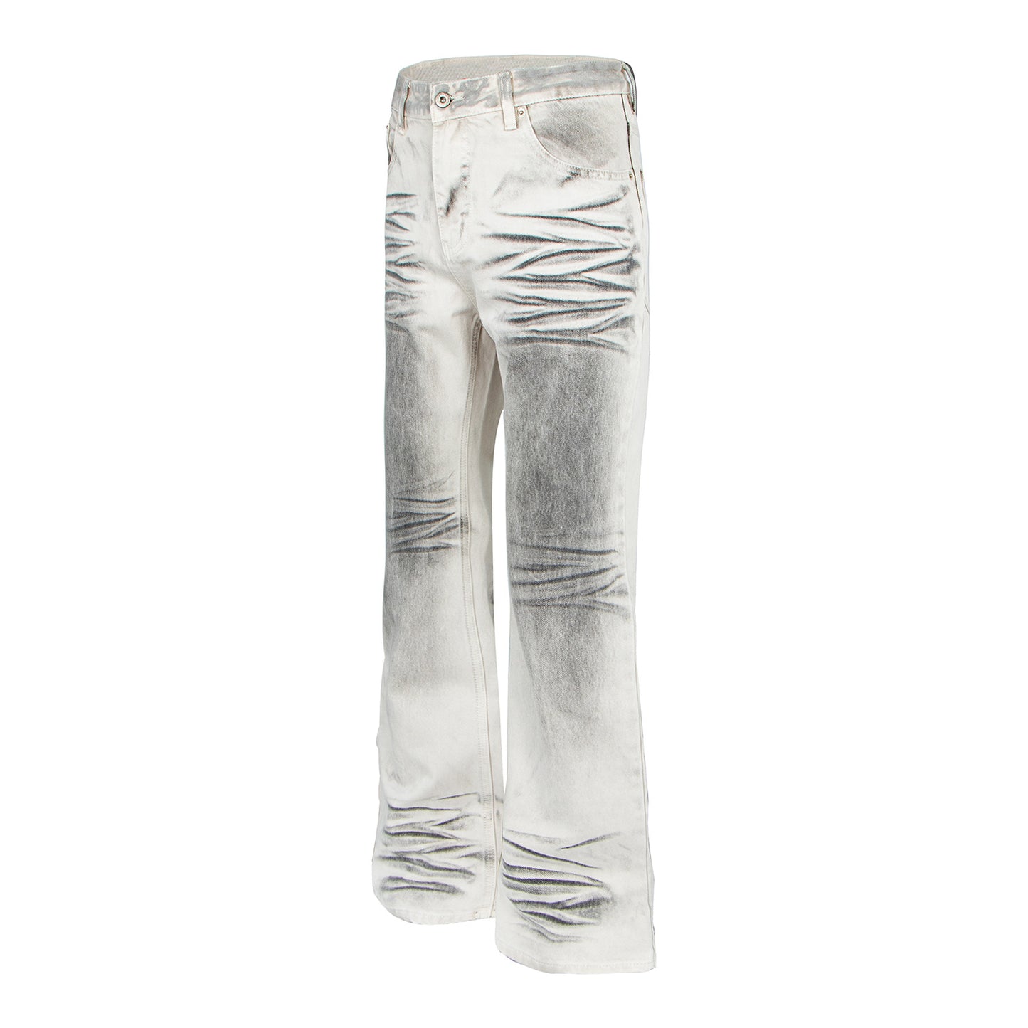 Woman wearing Distressed Flared Denim Pants in a casual setting