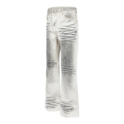 Woman wearing Distressed Flared Denim Pants in a casual setting