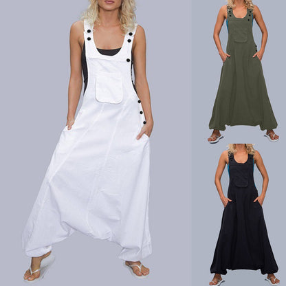 Wide Leg Harem Jumpsuit with Pockets | Tajstylo