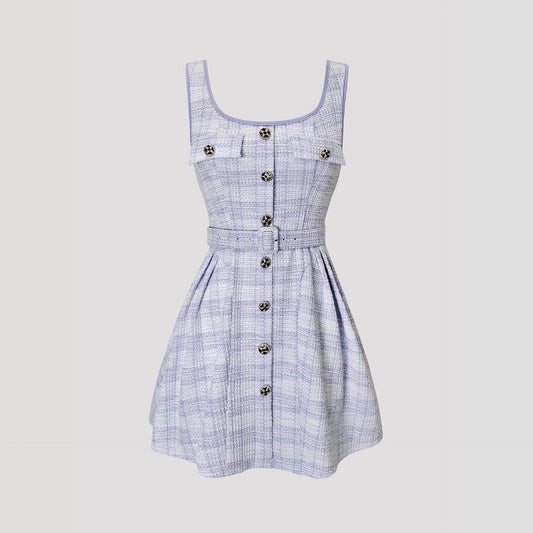 Sleeveless Mini Dress with Belt | Tajstylo