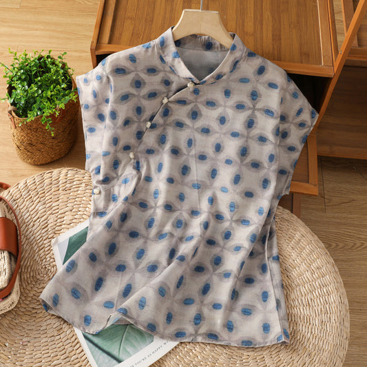 Woman wearing Button Blouse for Women in a casual setting