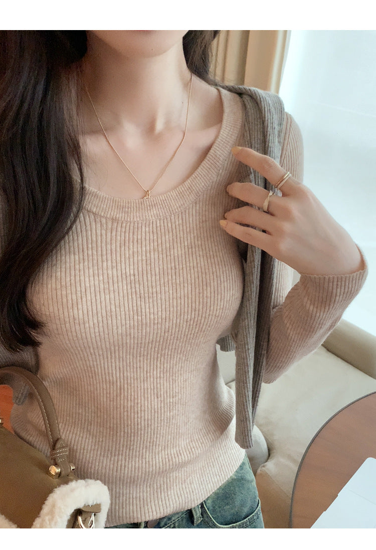 U Neck Long Sleeve Pullover Top | Tajstylo