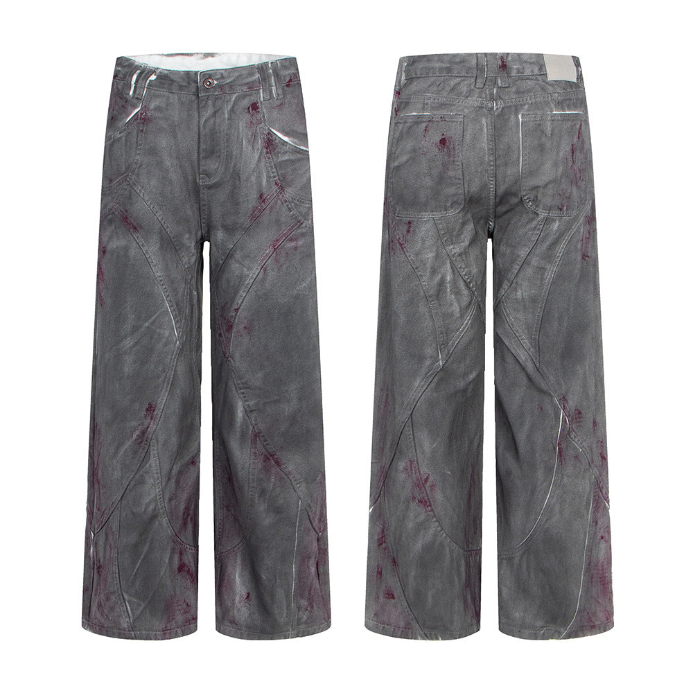 Woman wearing Distressed Dyed Wide Leg Jeans in a casual setting