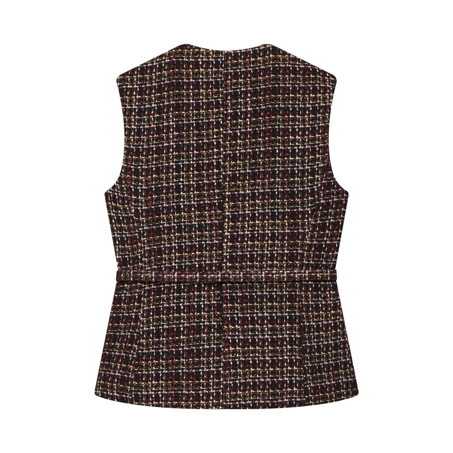 Plaid Belted Textured Vest | Tajstylo