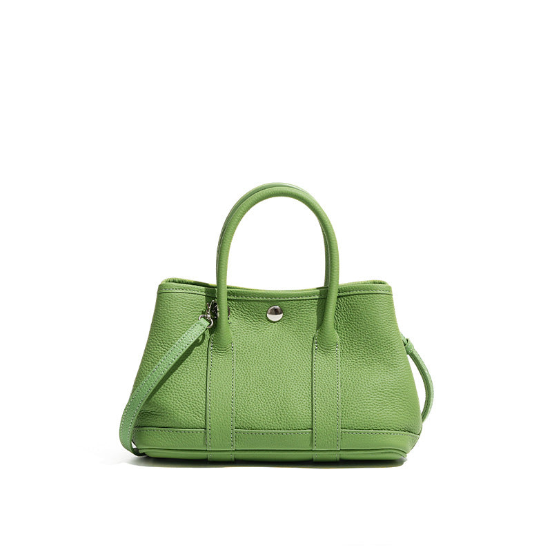 Women's Mini Genuine Cowhide Leather Handheld Crossbody Garden Bag – Model View | TajStylo
