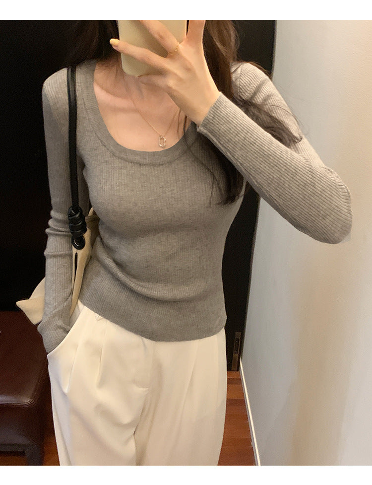 U Neck Long Sleeve Pullover Top | Tajstylo
