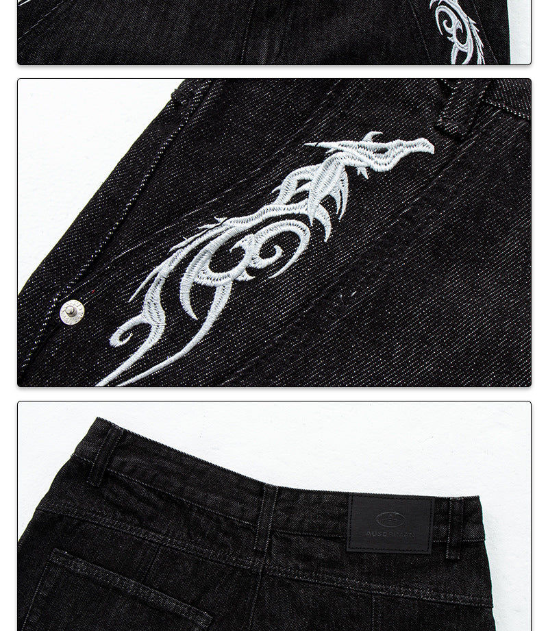 Washed Black Vintage Patchwork Jeans | Tajstylo