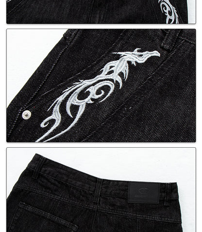 Washed Black Vintage Patchwork Jeans | Tajstylo