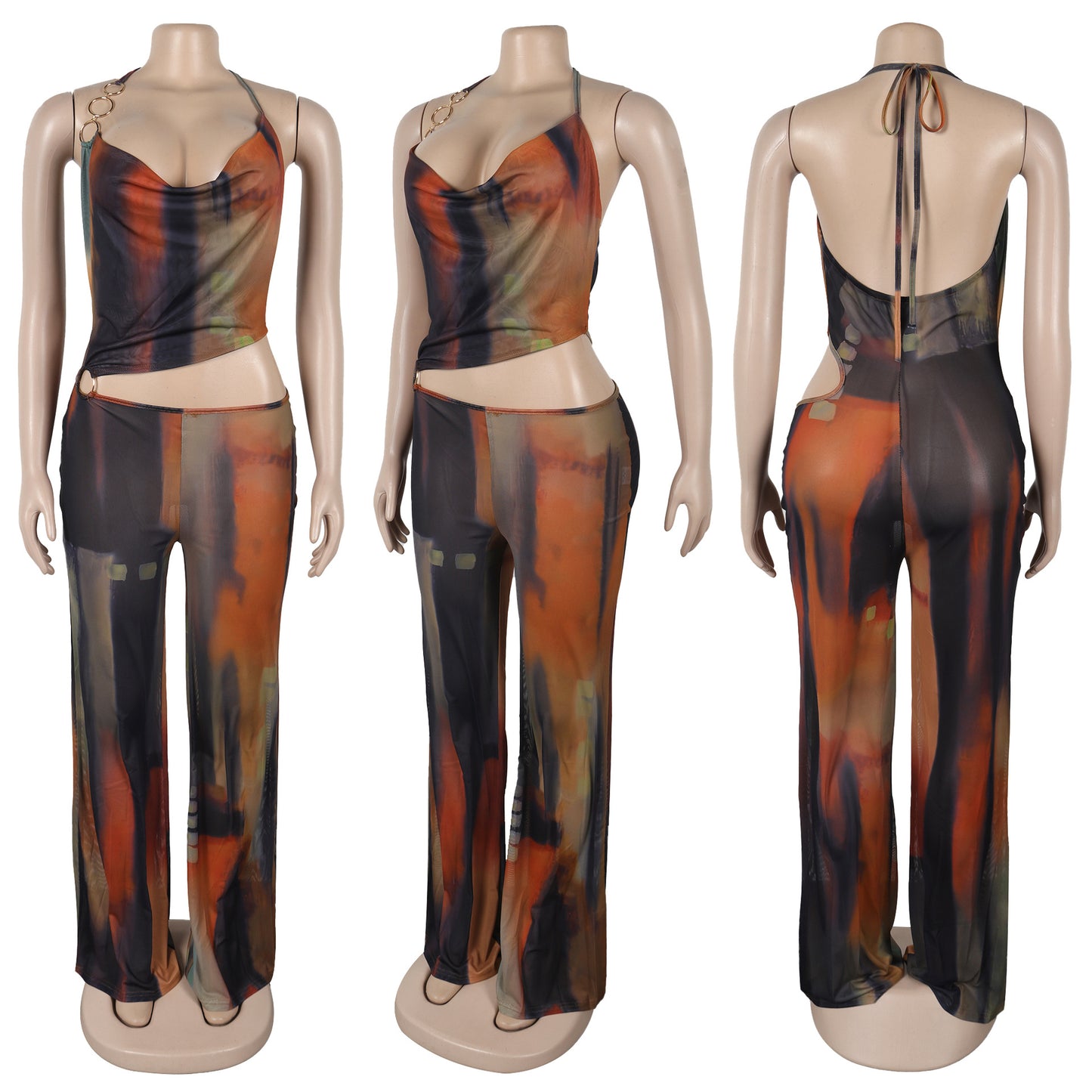 Flattering Mesh Printed Jumpsuit | Tajstylo