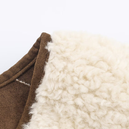 Lamb Fur Suede One-Piece Coat | Tajstylo