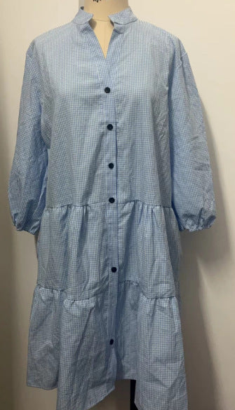 Chic Plaid Stand Collar Dress | Tajstylo