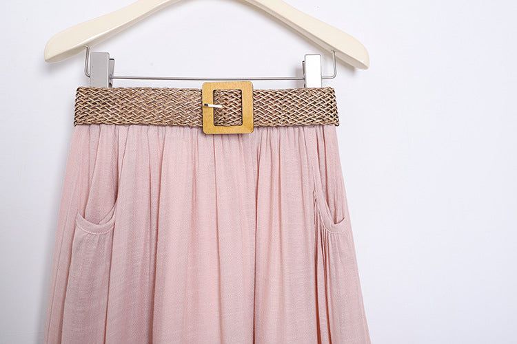 Belt Double Pocket Skirt | Tajstylo