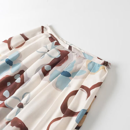 Retro Printed Long Sleeve Outfit | Tajstylo