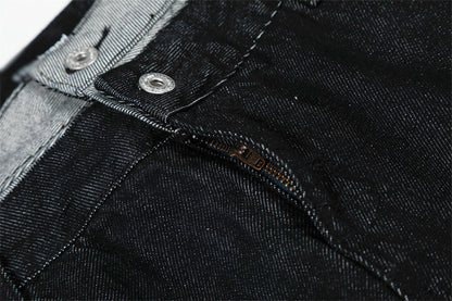 Two Color Block Denim Straight Leg Pants | Tajstylo