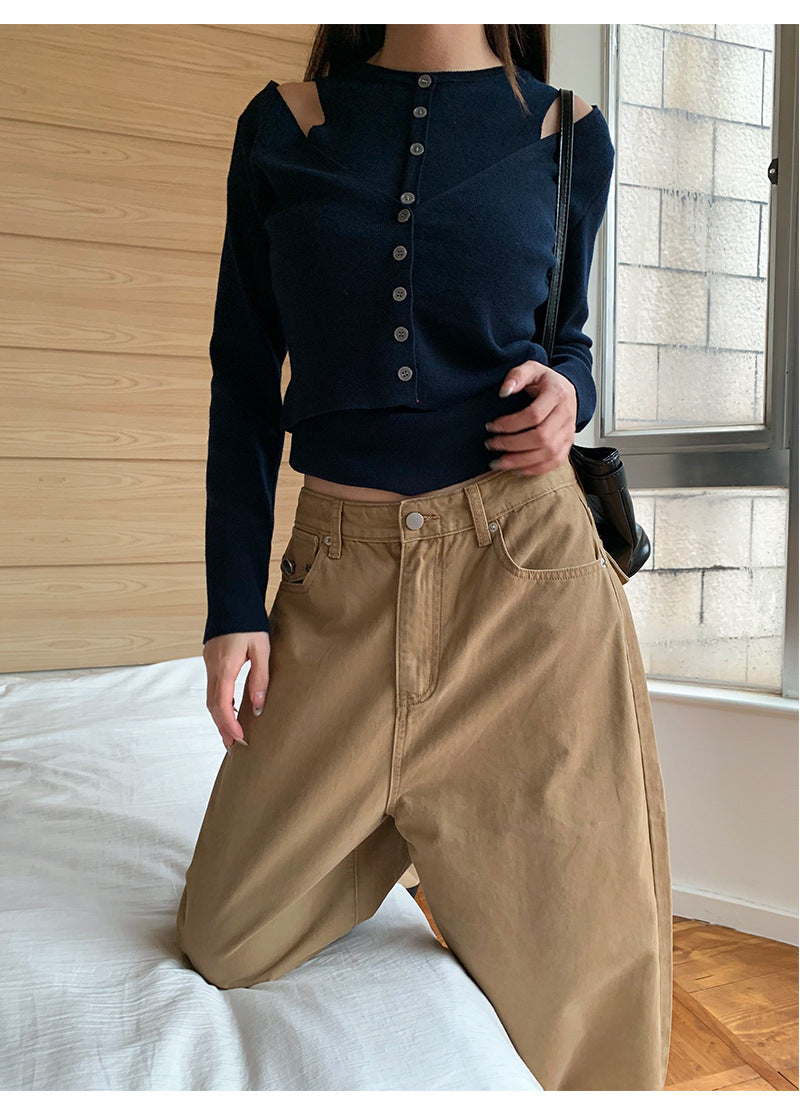 Loose-Fit Wide Leg Jeans with Metal Accents | Tajstylo
