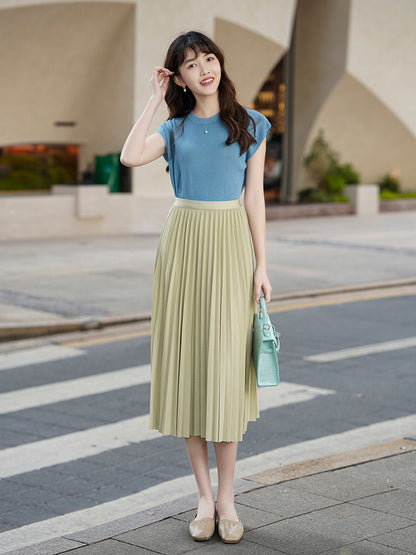 Solid Pleated Skirt for Women | Tajstylo