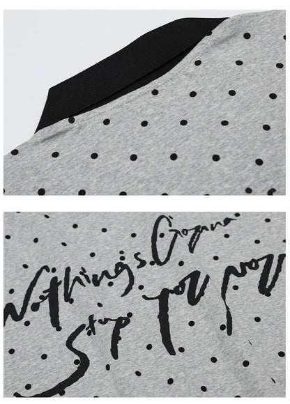 Polka Dot Color-Block Collar Sweater | Tajstylo