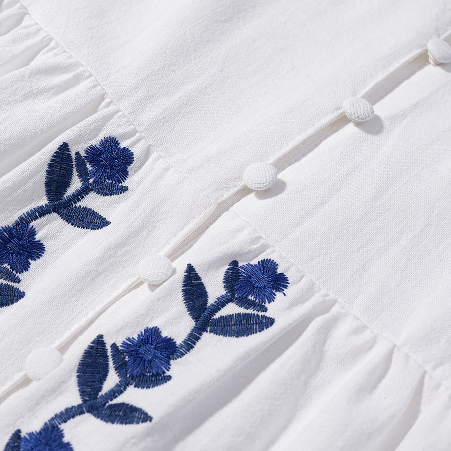 Embroidered Strapless Midi Dress | Tajstylo
