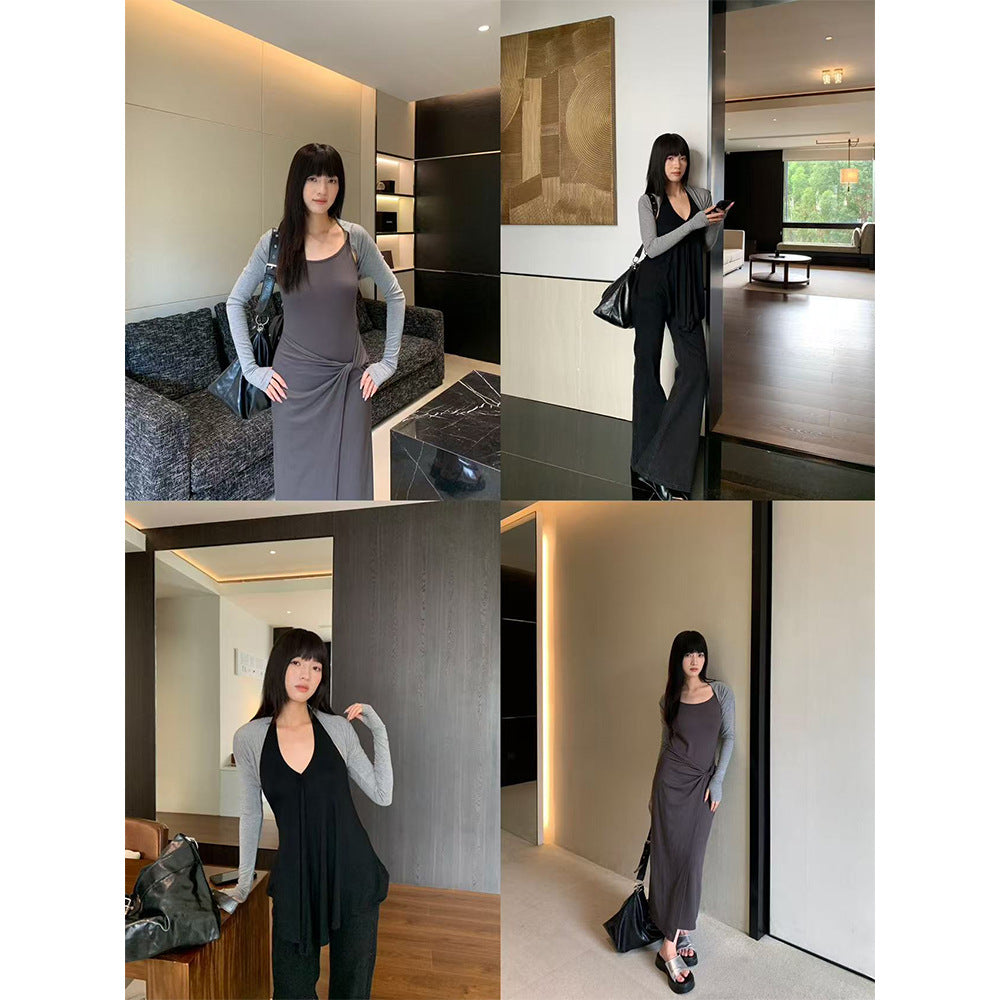 Woman wearing Long Sleeve Cardigan in a cozy indoor setting