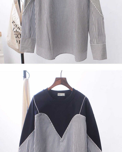 Patchwork Striped Oversized Hoodie | Tajstylo
